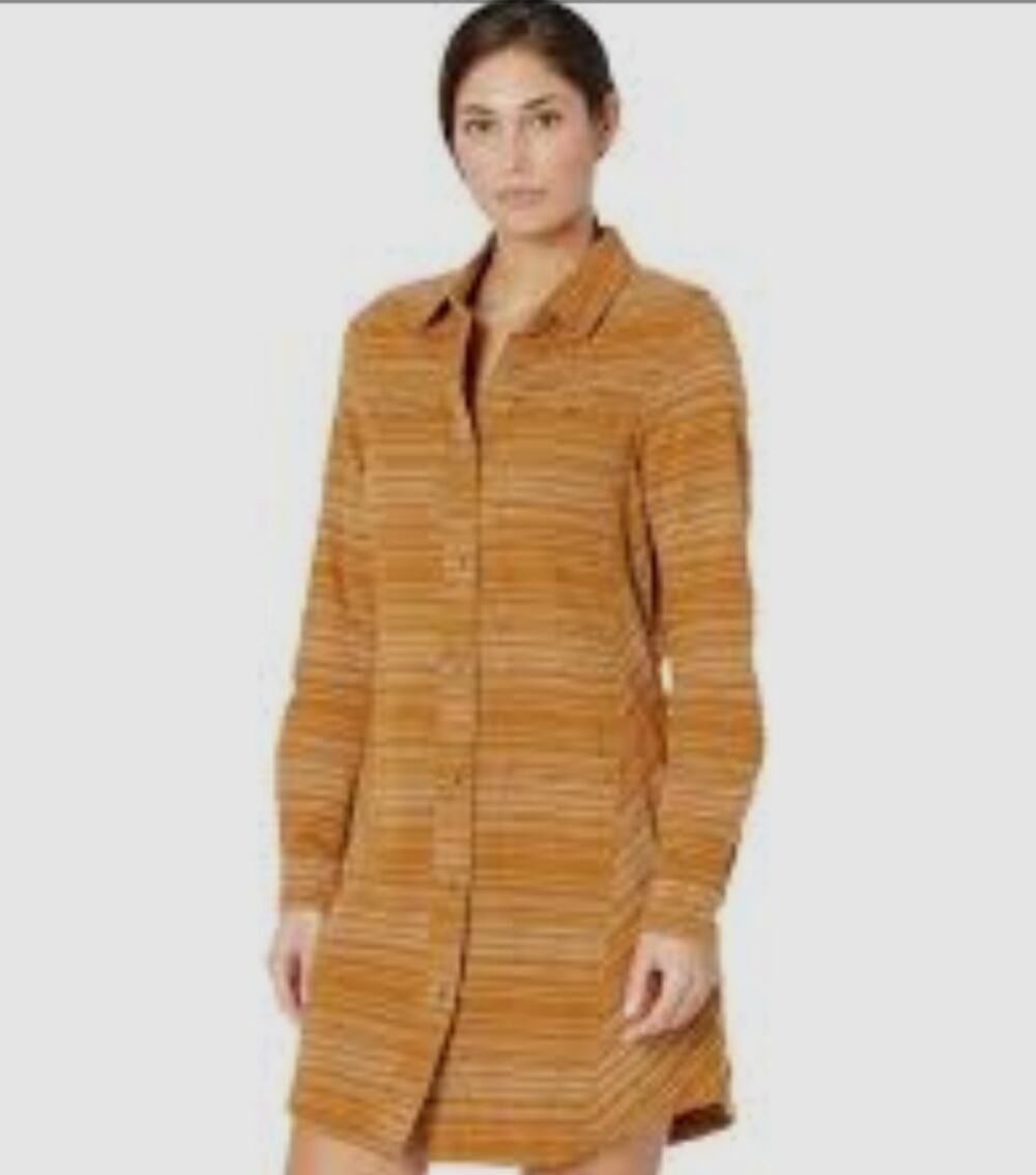 NWT Prana Dyri Organic Cotton Shirt Dress Antique Bronze Size Large